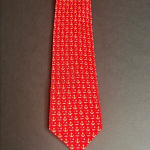 Jos. A. Bank Red Tie with Nautical Anchor Design